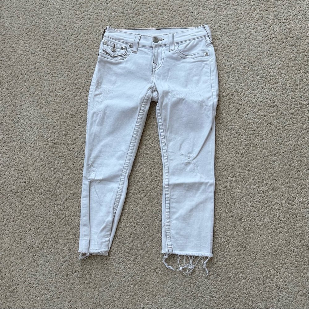 Women's White Distressed Jeans
